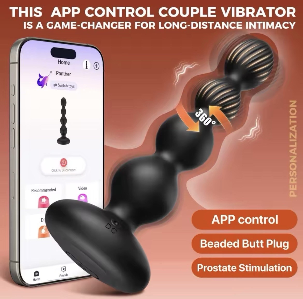 Prostate Stimulator Rotating Massager Waterproof 10 Modes Rechargeable Device