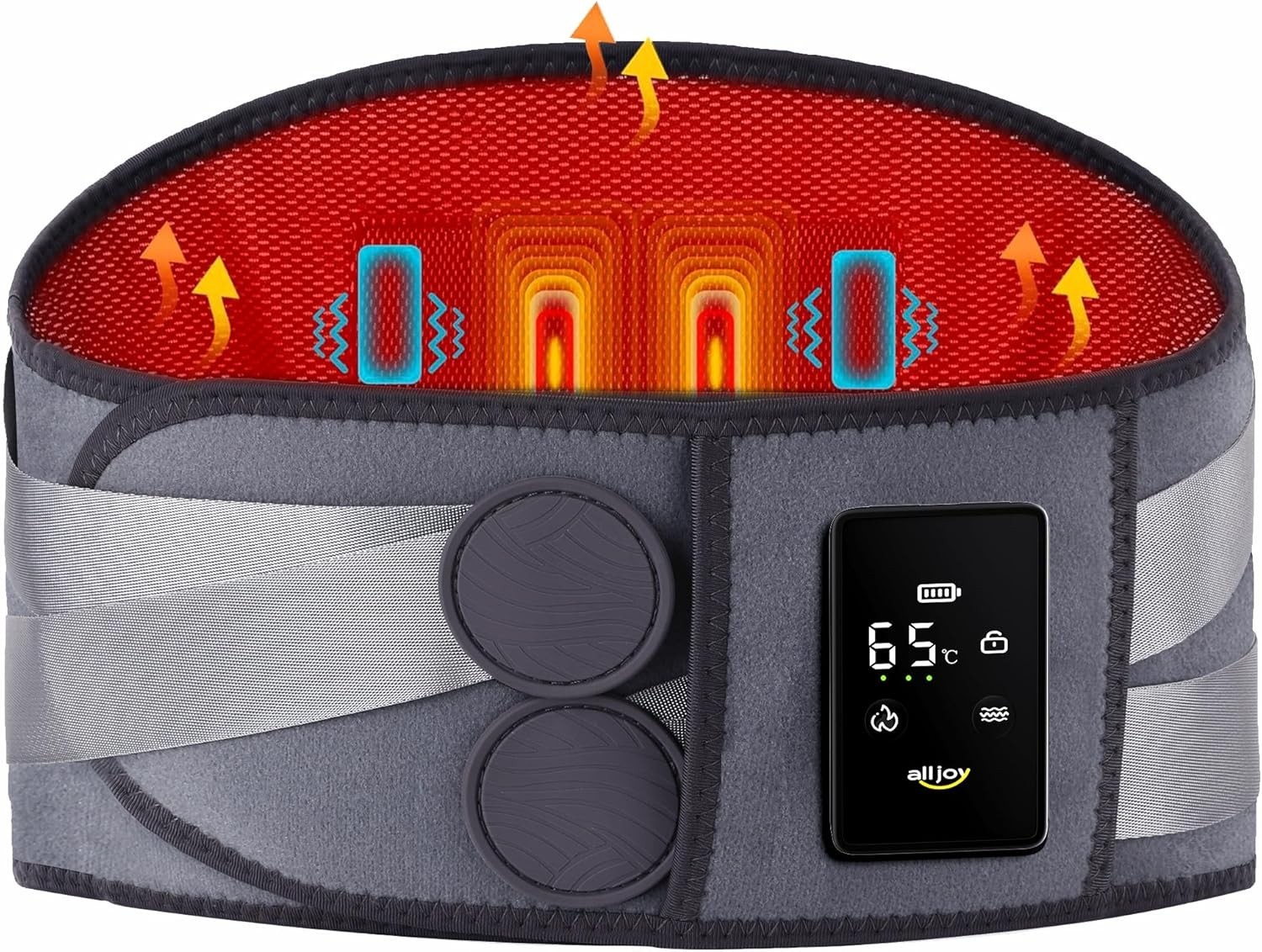 Wireless Heating Pad Lower Back Massager 3 Heat 5 Vibration Portable Belt
