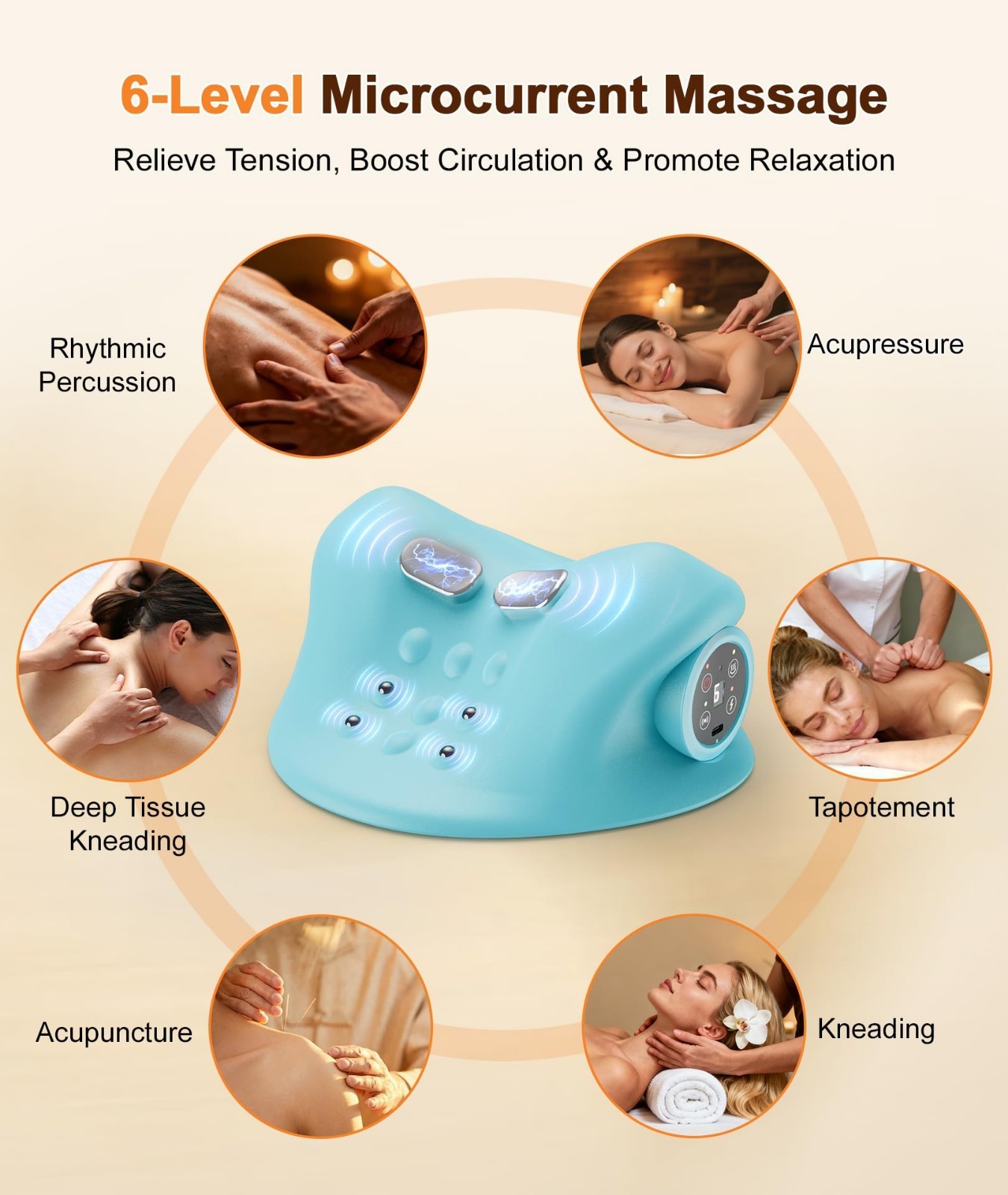 Adjustable Neck Massager with Heat & Vibration, 6 Modes, Rechargeable Cervical R