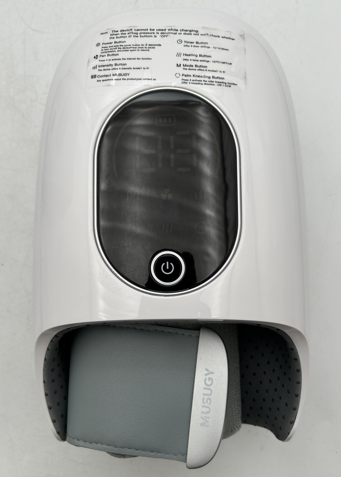 Musugy Heated Hand Massager Compression Cordless – White