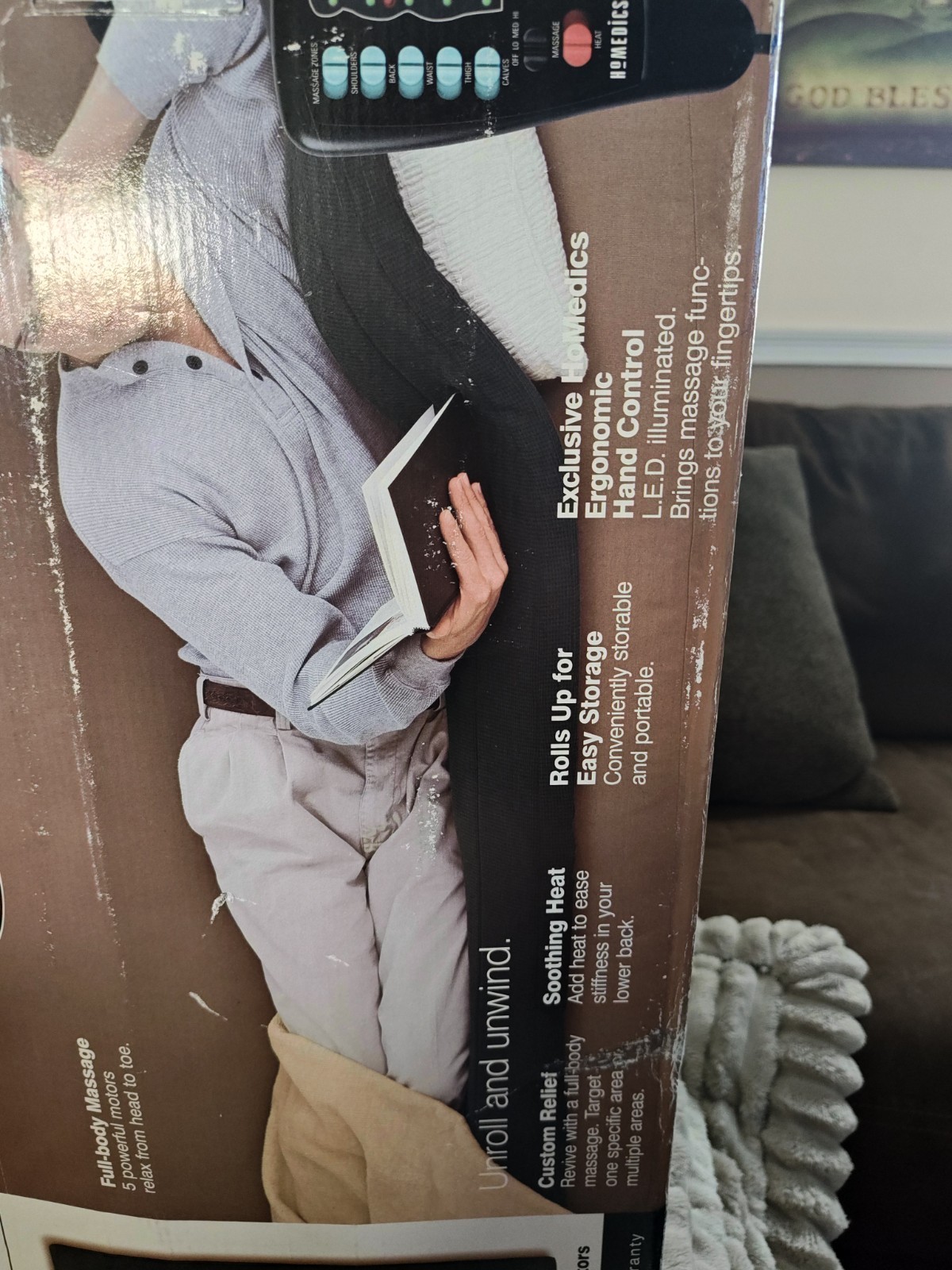 HoMedics MatMassager 5 Motor Full-Body Massager w/ Heat Roll-up Mat Hand Remote