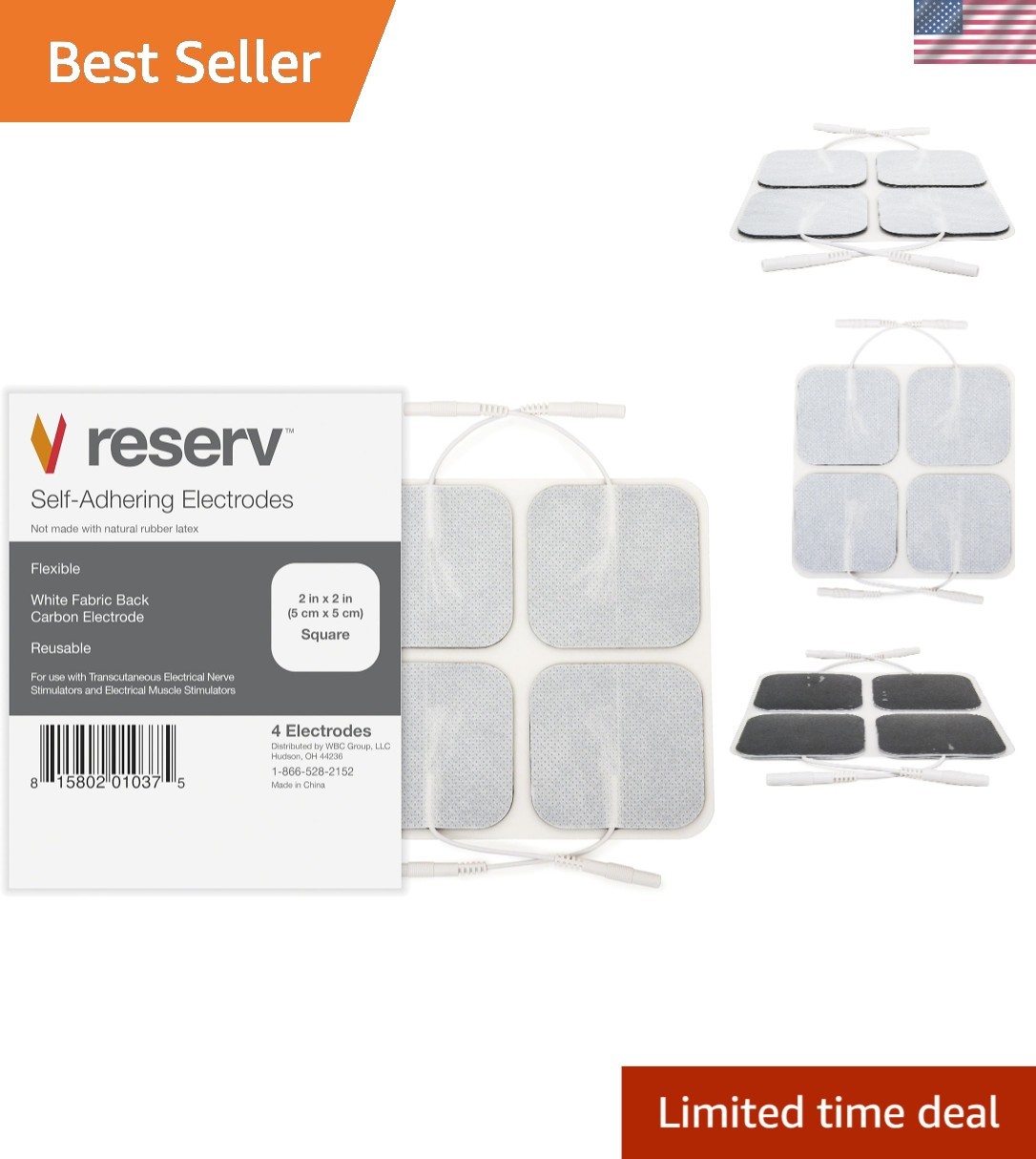 Doctor Recommended Latex-Free 2″ x 2″ Electrode Pads – 20 Pack for Pain Relief