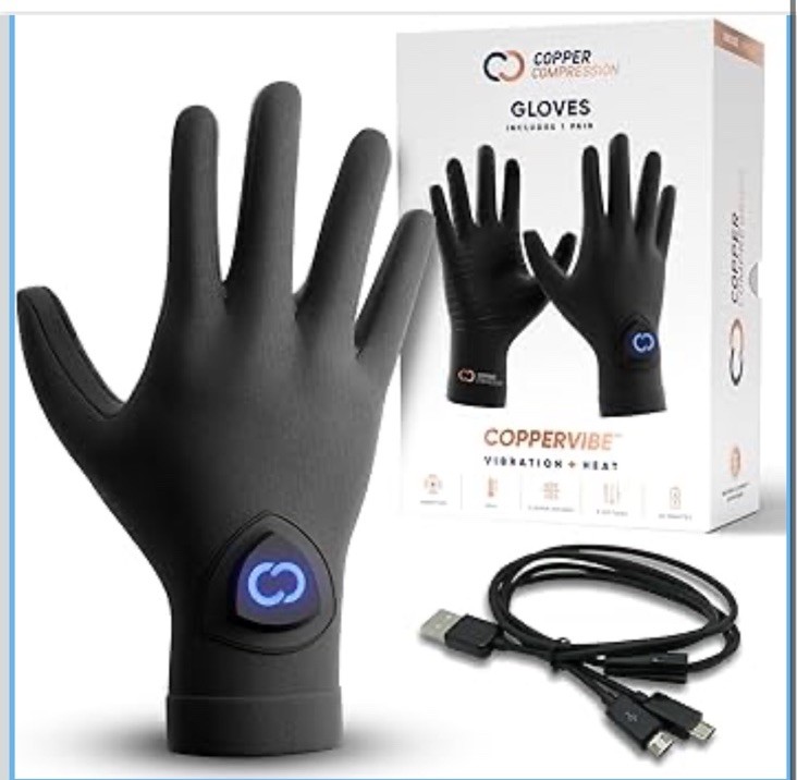 CopperVibe Vibration & Heat Gloves – Heated Hand Massage One Size Unisex