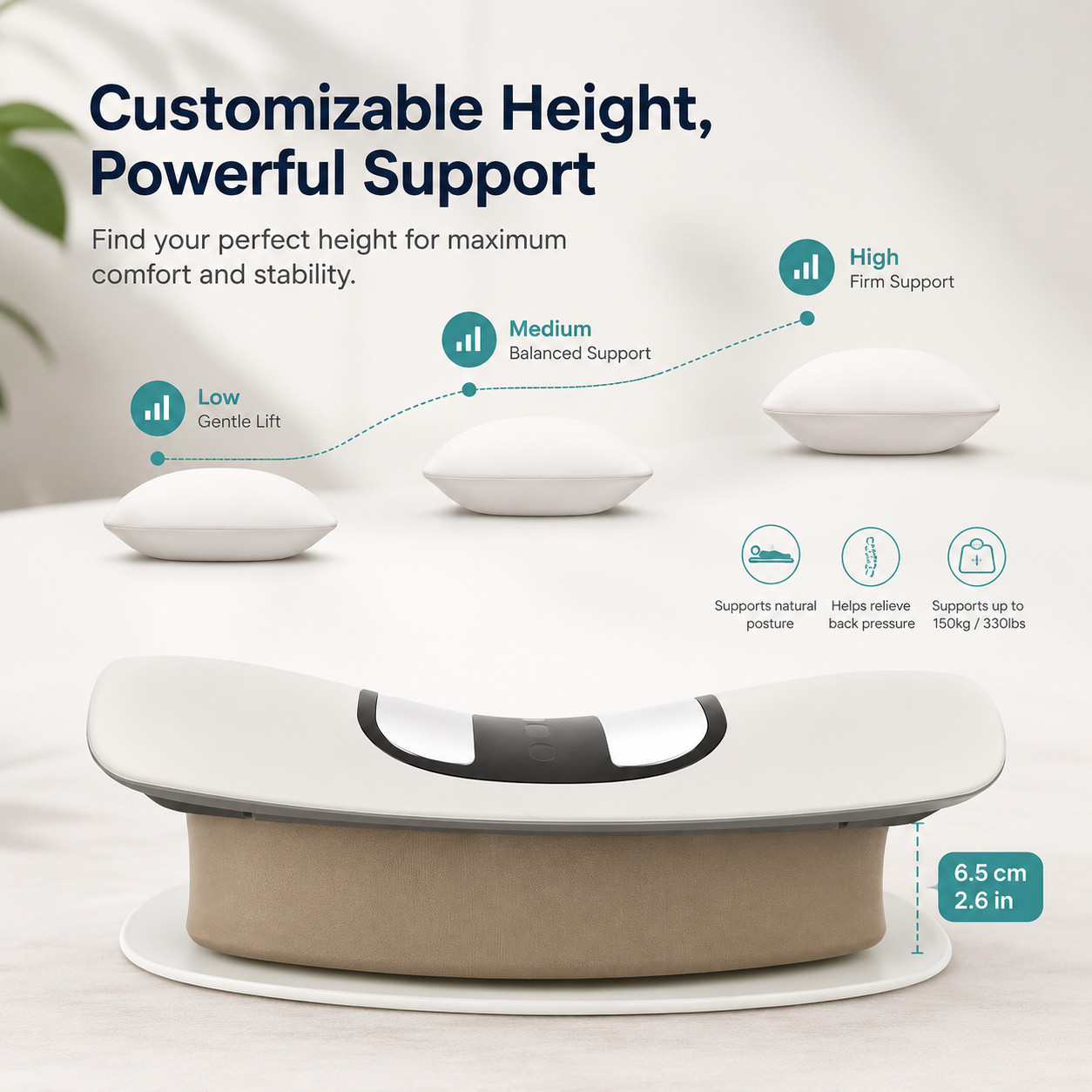 Inflatable Lumbar Support Cushion Electric Vibration Back Support Pillow