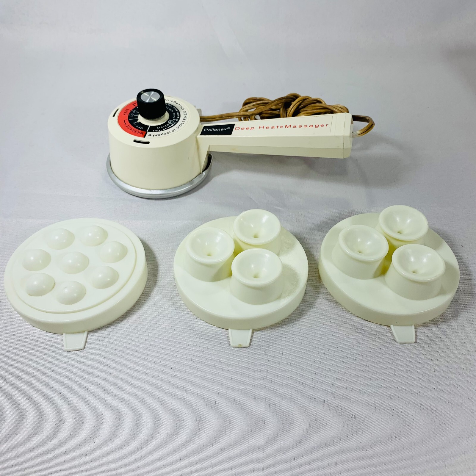 Vintage Pollenex Deep Heat Massager HM-10 Massage, Tested Works. w/ Accessories