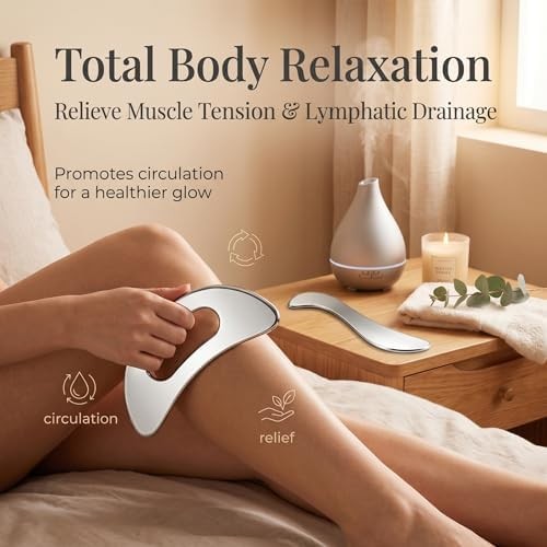 Stainless Steel Gua Sha Muscle Scraping Tool, Ergonomic Body Massage Scraper wit