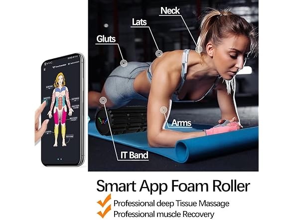 Smart Vibrating Foam Roller Massager Black