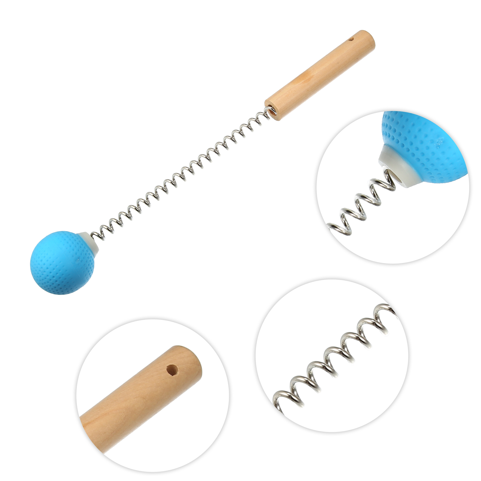 Item of 1 Handheld Neck Massager with Single Trigger Point Wood Spring TPR Blue