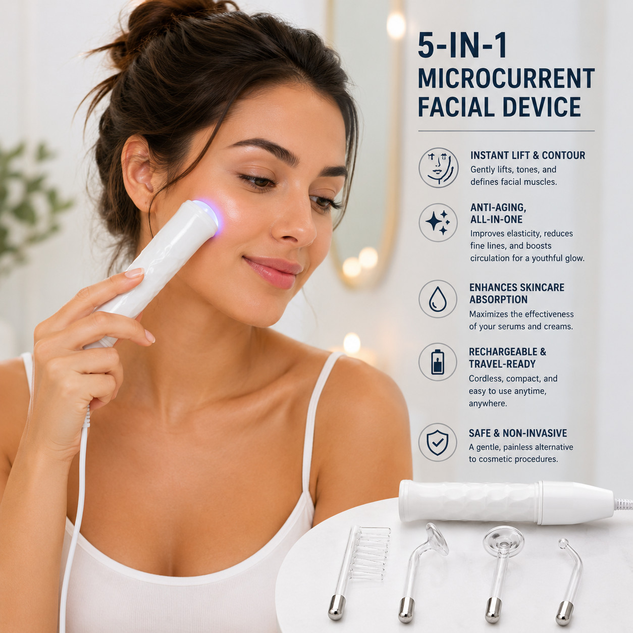 High Frequency Facial Wand 4-in-1 Acne Skin Care Scalp Hair Treatment