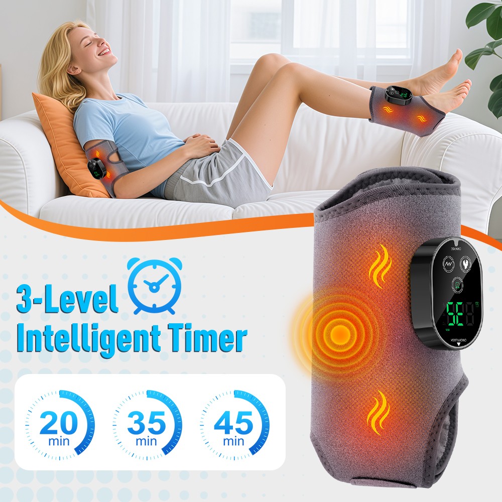2 Pack Electric Foot Ankle Massager Pain Relief 6 Heat Levels, 3 Vibration Modes