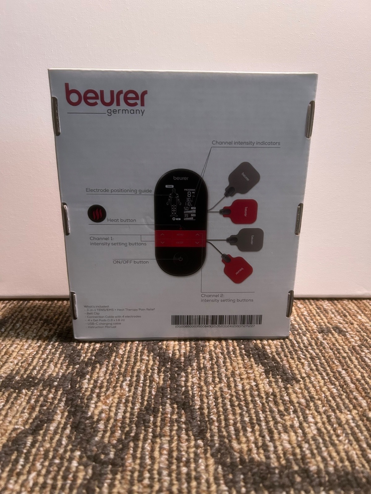Beurer EM59 Digital 3-in-1 TENS EMS & Heat Therapy Device for Pain Relief
