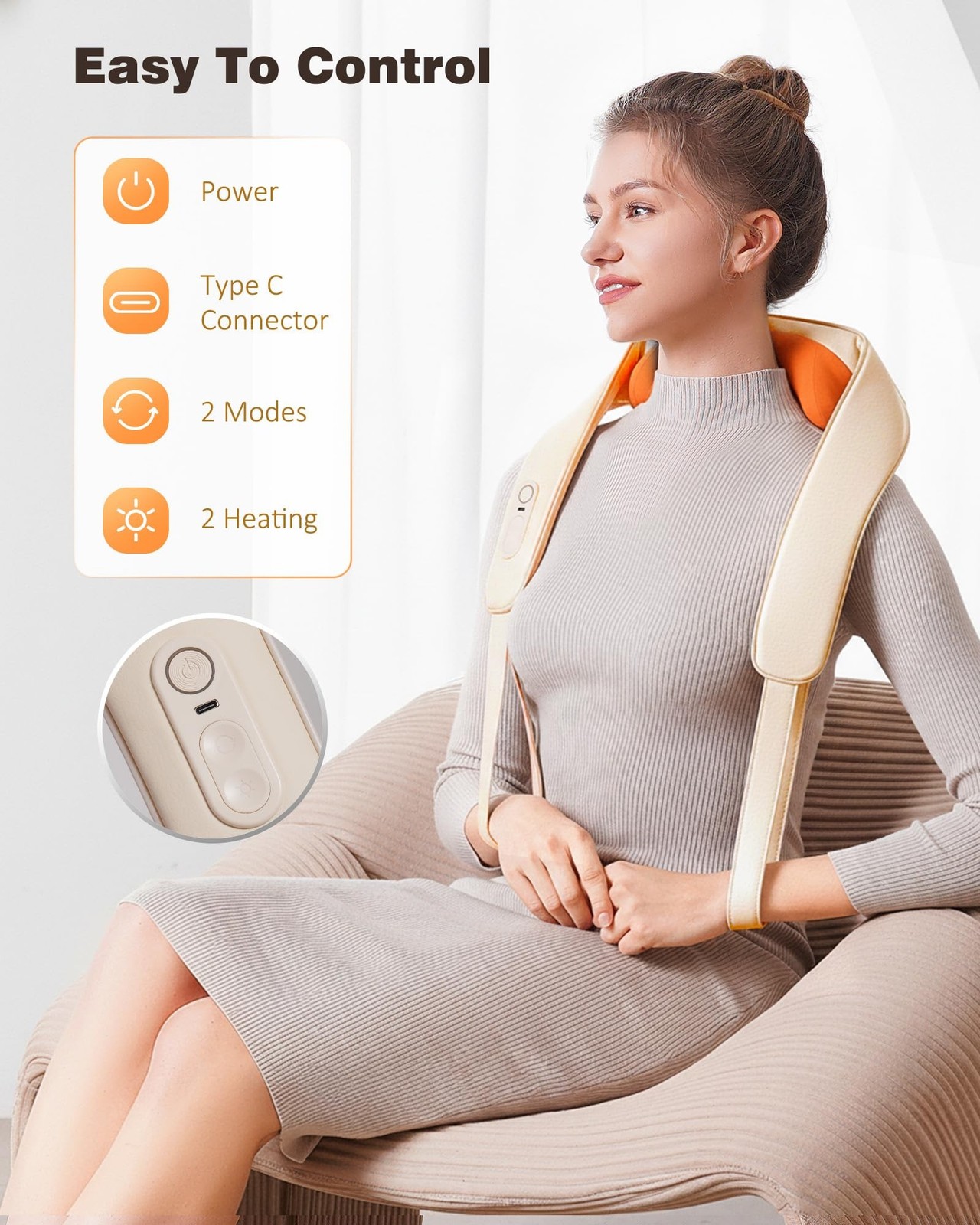 KNQZE Neck and Shoulder Massager with Heat, Cordless Back and Neck Massager, …