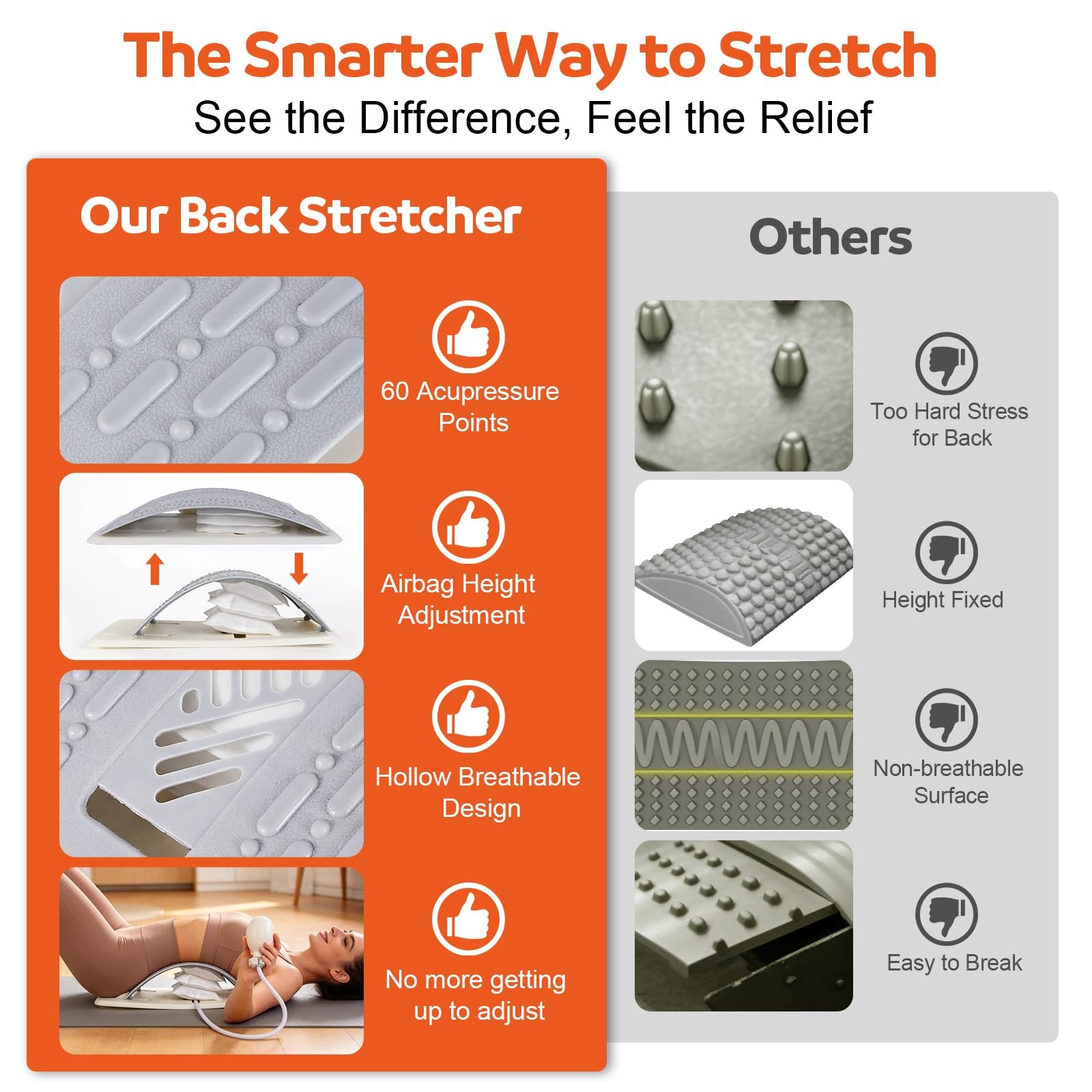 Inflatable Back Stretcher for Lower Back Pain Relief, Adjustable Airbag Lumba…