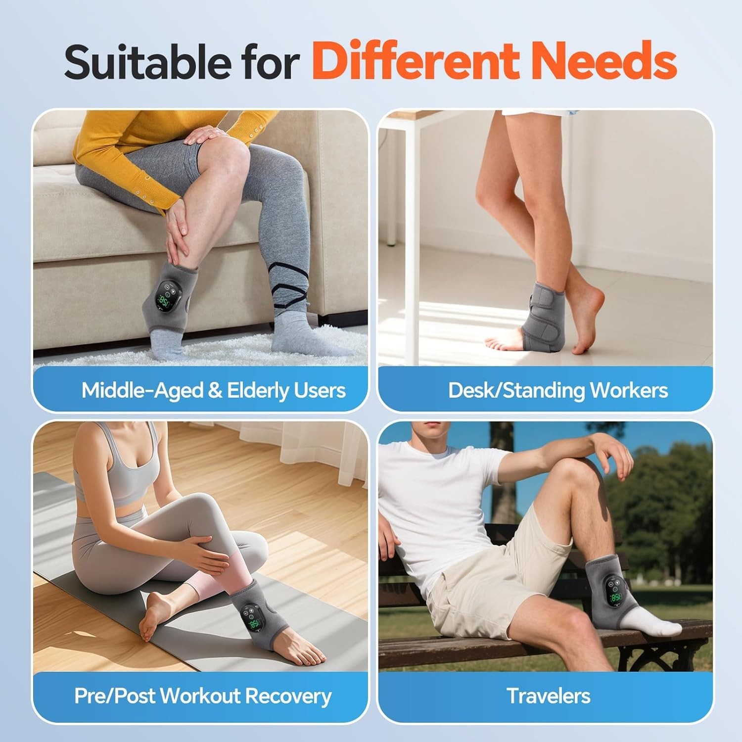 Electric Foot Ankle Massager for Neuropathy Pain Relief Heating Pad Circulation