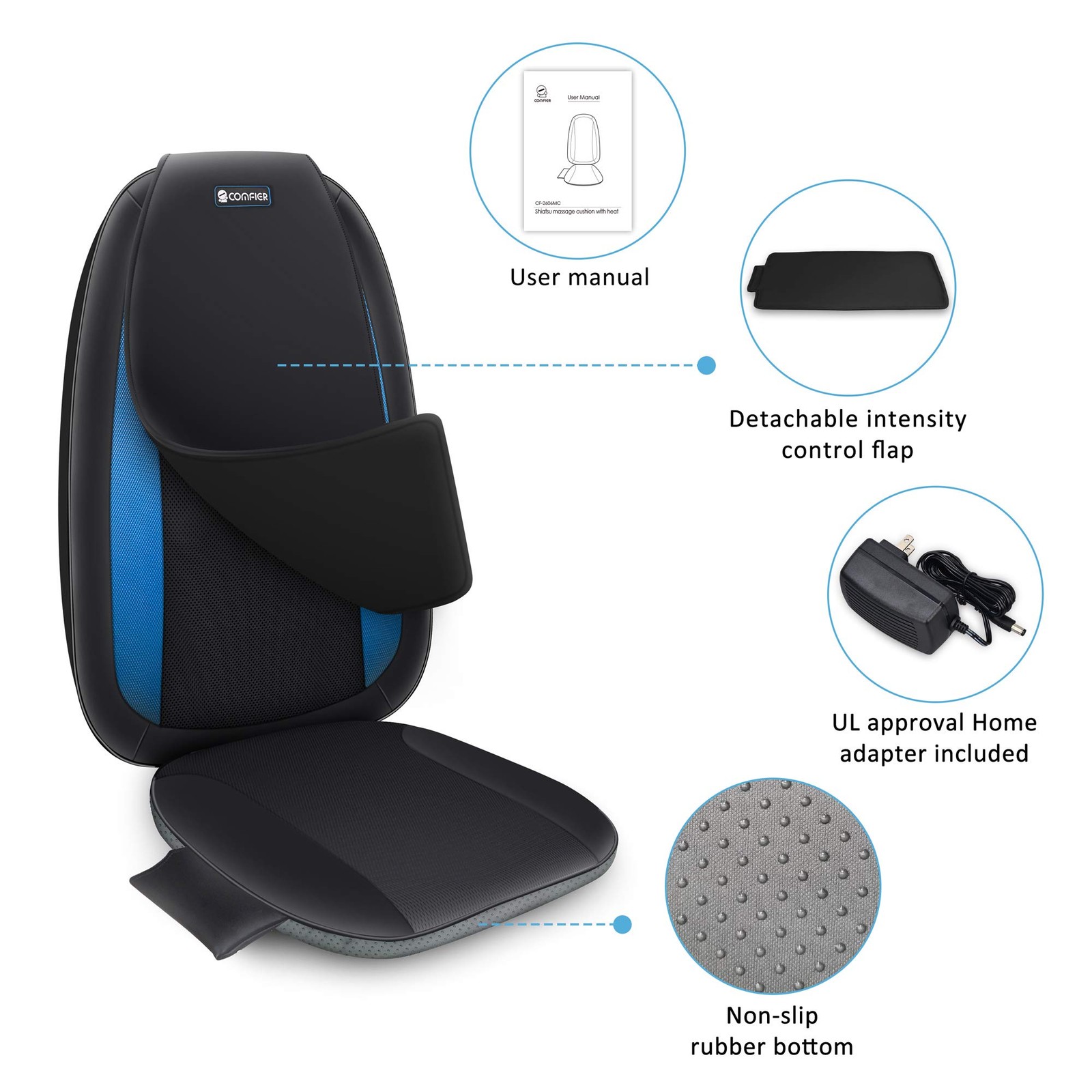 Comfier Shiatsu Back Massager Heatdeep Tissue Kneading Massage Seat