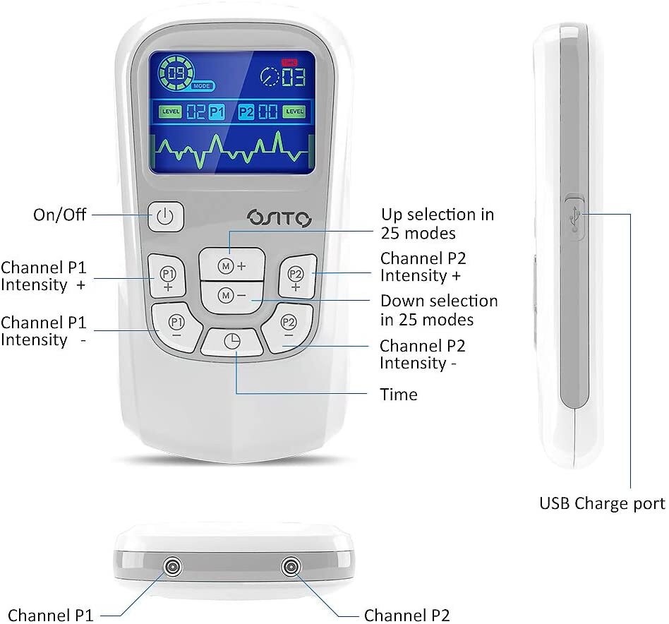 OSITO TENS Unit Electric Pulse Massager Muscle Stimulator Machine Pain Relief US