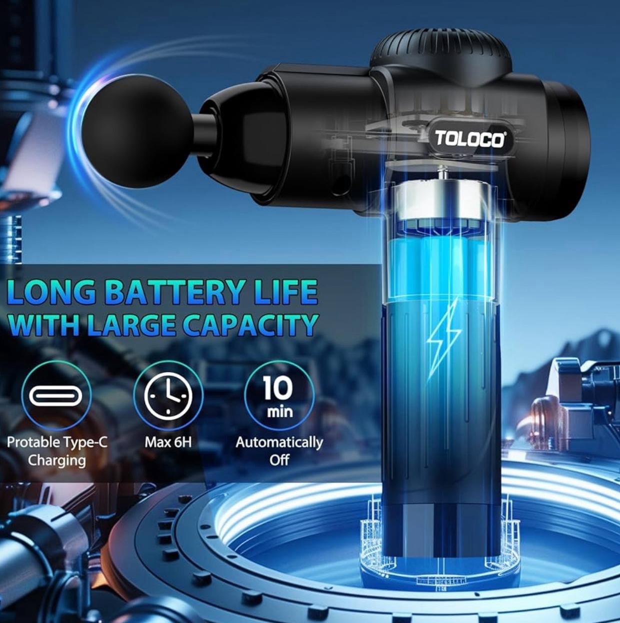 Youdgee Muscle Massage Gun Deep Tissue for Athletes 6 Speeds Levels 2500mah