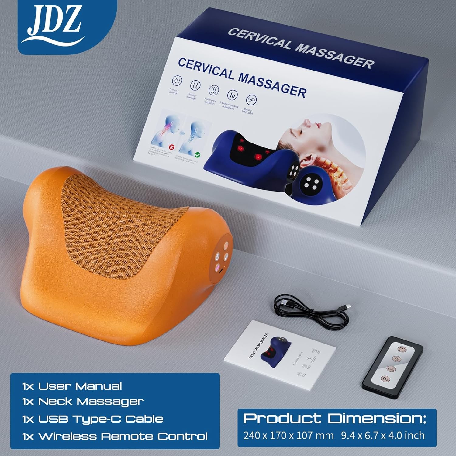Portable Neck Relaxer with Heat: 3-in-1 Electric Massager for Cervical Shoulders