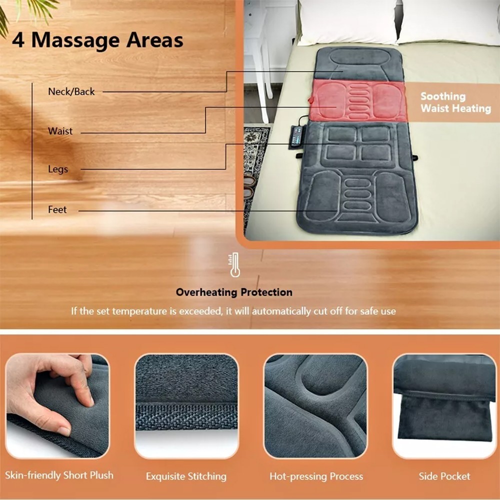 ELECTRIC MASSAGE FULL BODY MAT VIBRATING HEAT PAD CUSTOMIZABLE MASSAGE PAD BED