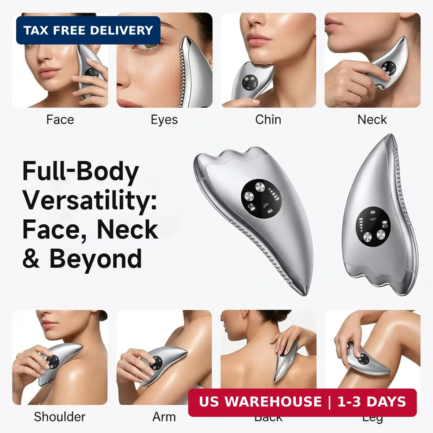 Electric Face Massager Tool with Micro-current & Heated, 2-in-1 Dual-Sided Elect