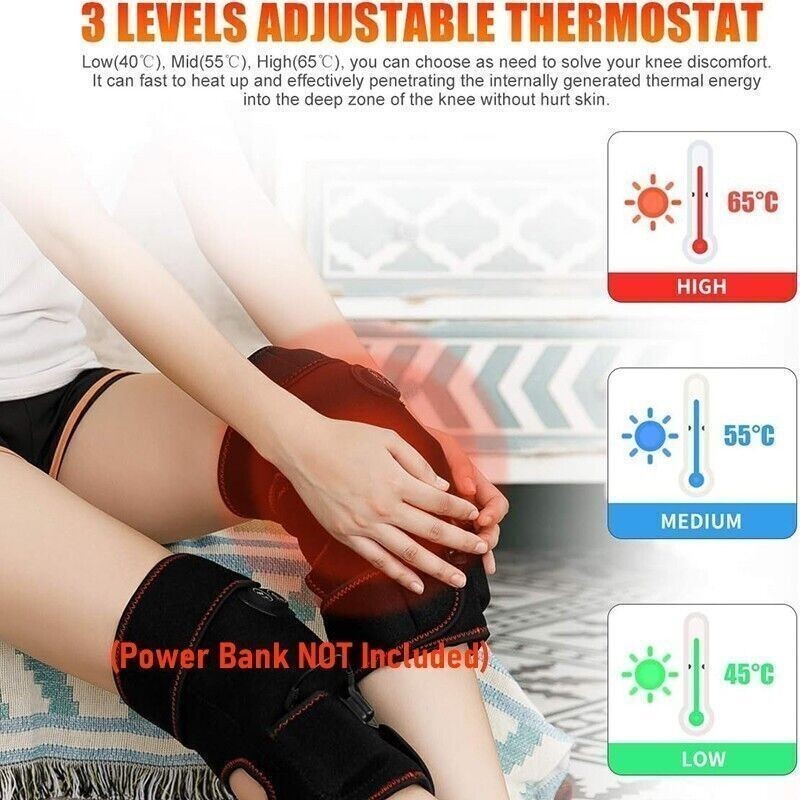 Knee Massager with Heat & Vibration, Electric Heating Knee Brace Pad Pain Relief