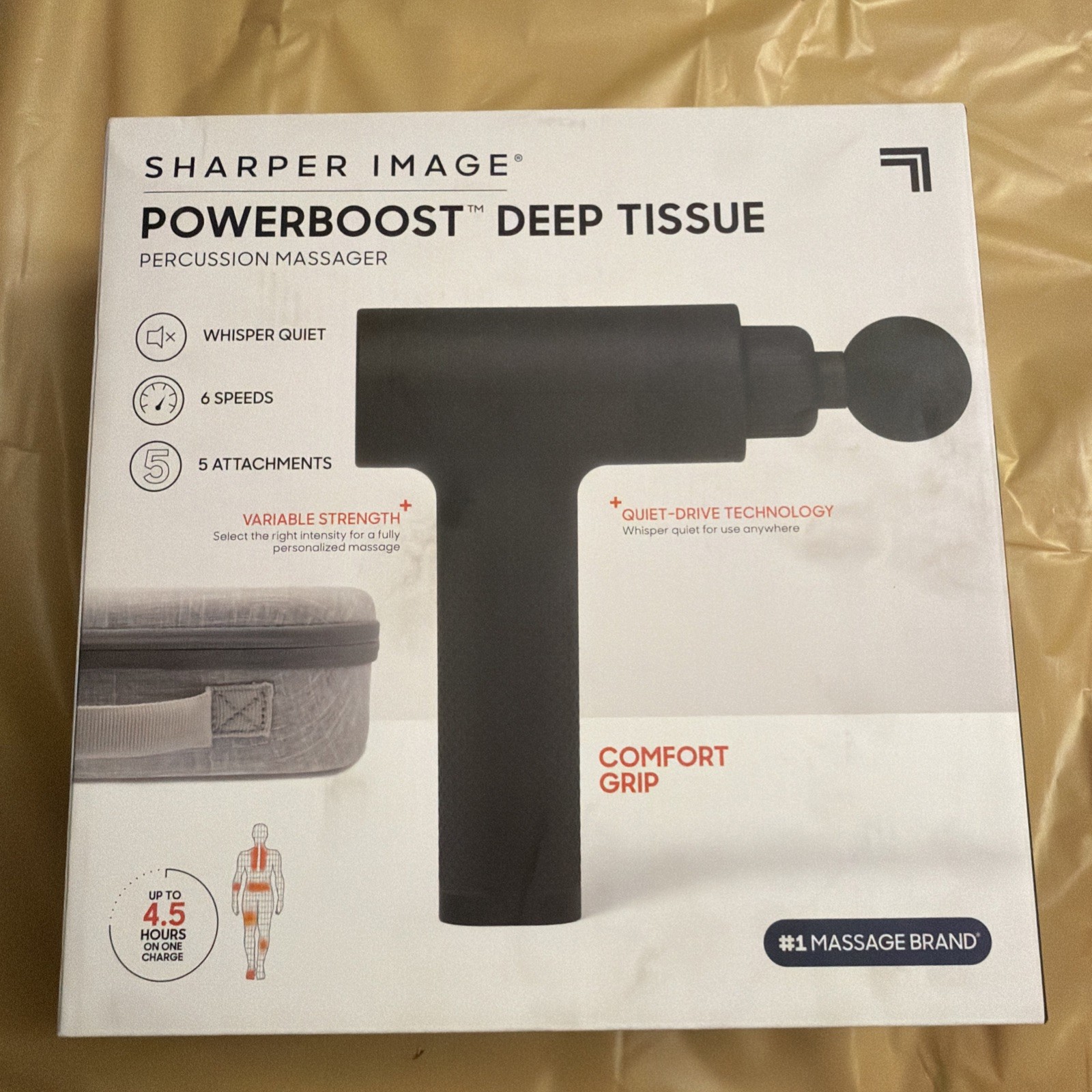 Sharper Image Powerboost Deep Tissue Massager Device Gun Black