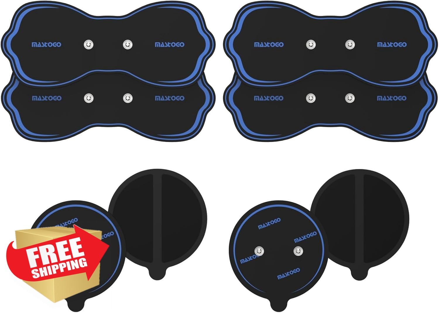 MASTOGO TENS Unit Electrode Pads Blue 8-Pack