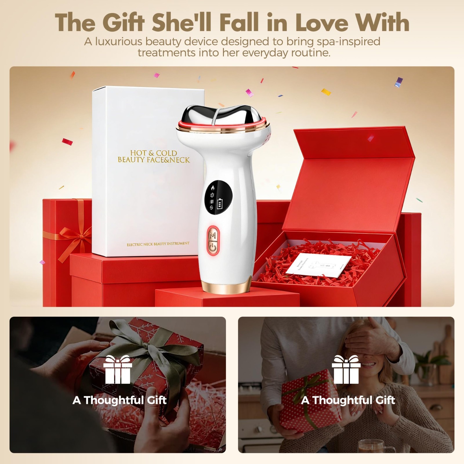 7-in-1 Facial Massager with Red Light Therapy, Cold & Heated Microcurrent Device