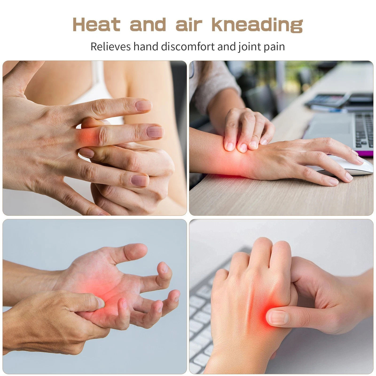 Hand Finger Massager Heated Compression Arthritis Wrist Pain Stress Relief Elec