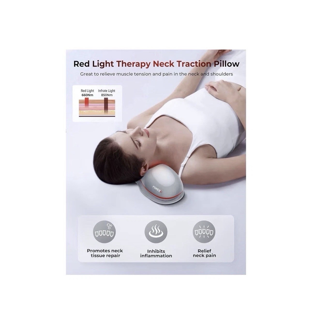Flikeze NeoNeck Smart Neck Massager Red Light Therapy Heat Traction Device – NEW