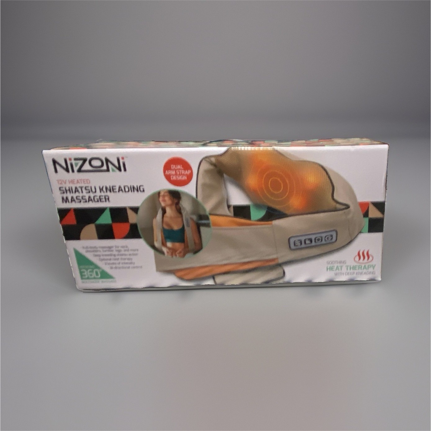 NiZONi 12V Heated Shiatsu Kneading Massager for Neck Shoulder Back