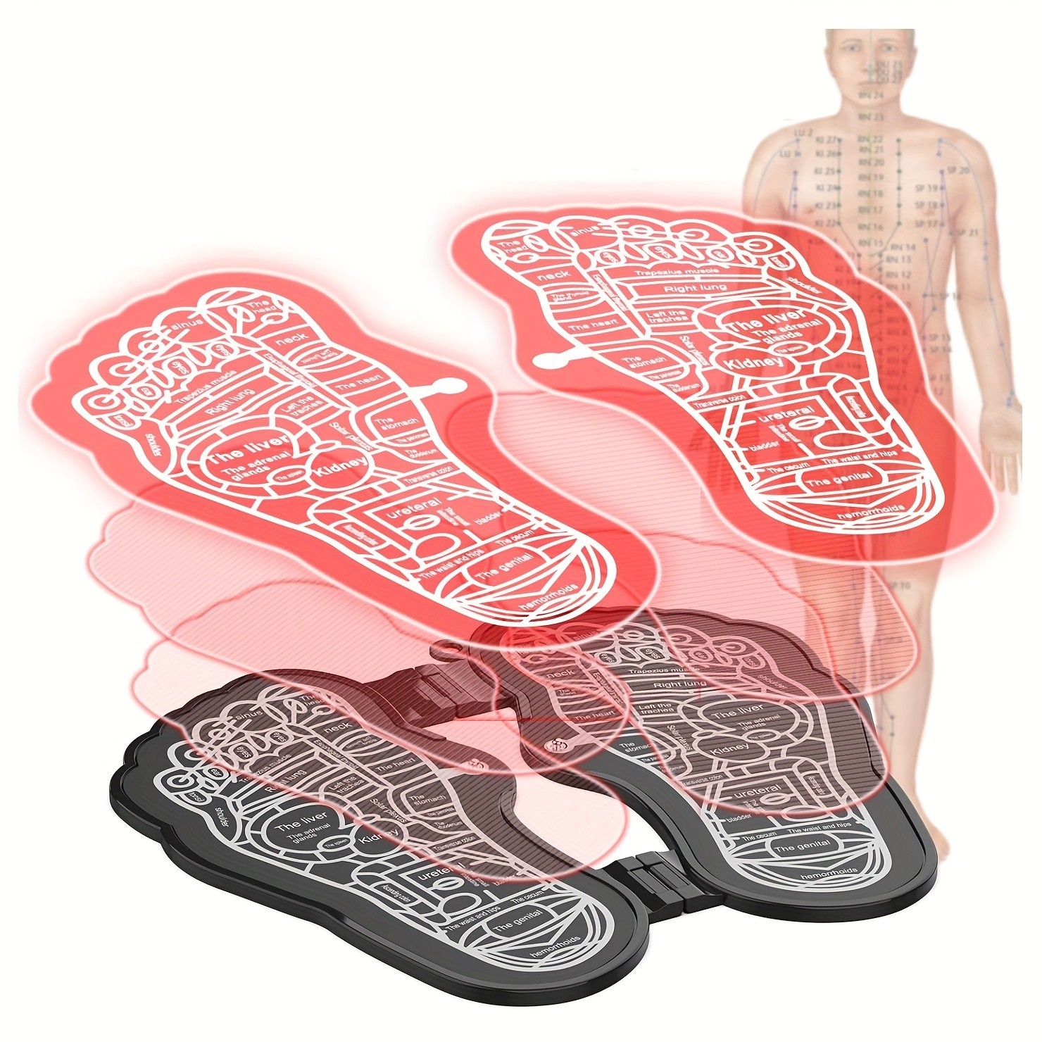 EMS Foot Massager Foldable, 8 Modes 19 Intensities, Portable TENS Massage Device