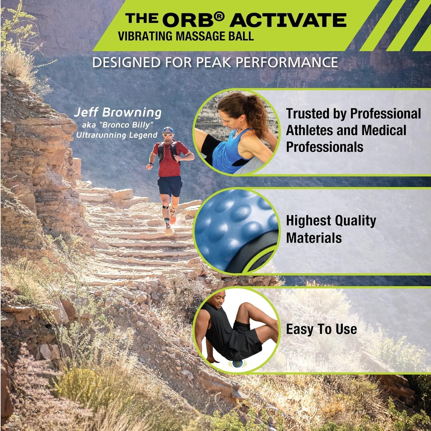Orb Massage Ball 4.5″ Blue Vibrating Deep Tissue Muscle Relief EVA Foam