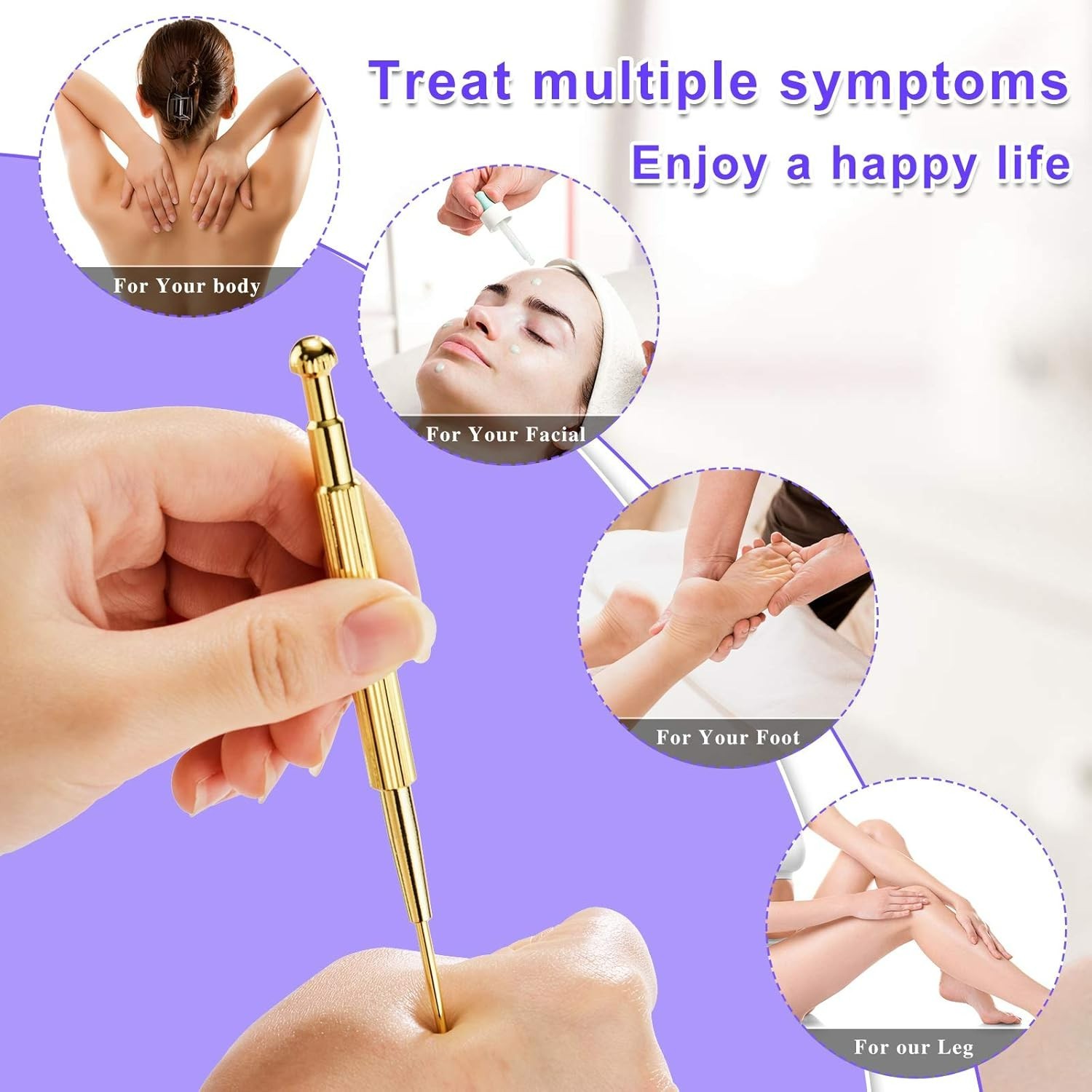 2 Pieces Facial Reflexology Massage Tool Retractable Acupuncture Pen, Stainle…