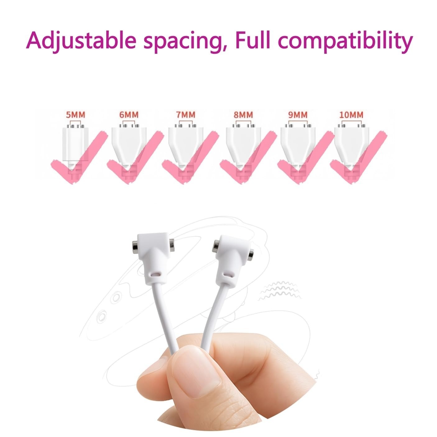 Universal 2 Pin Magnetic Charging Cable for Massagers, 80cm USB-A