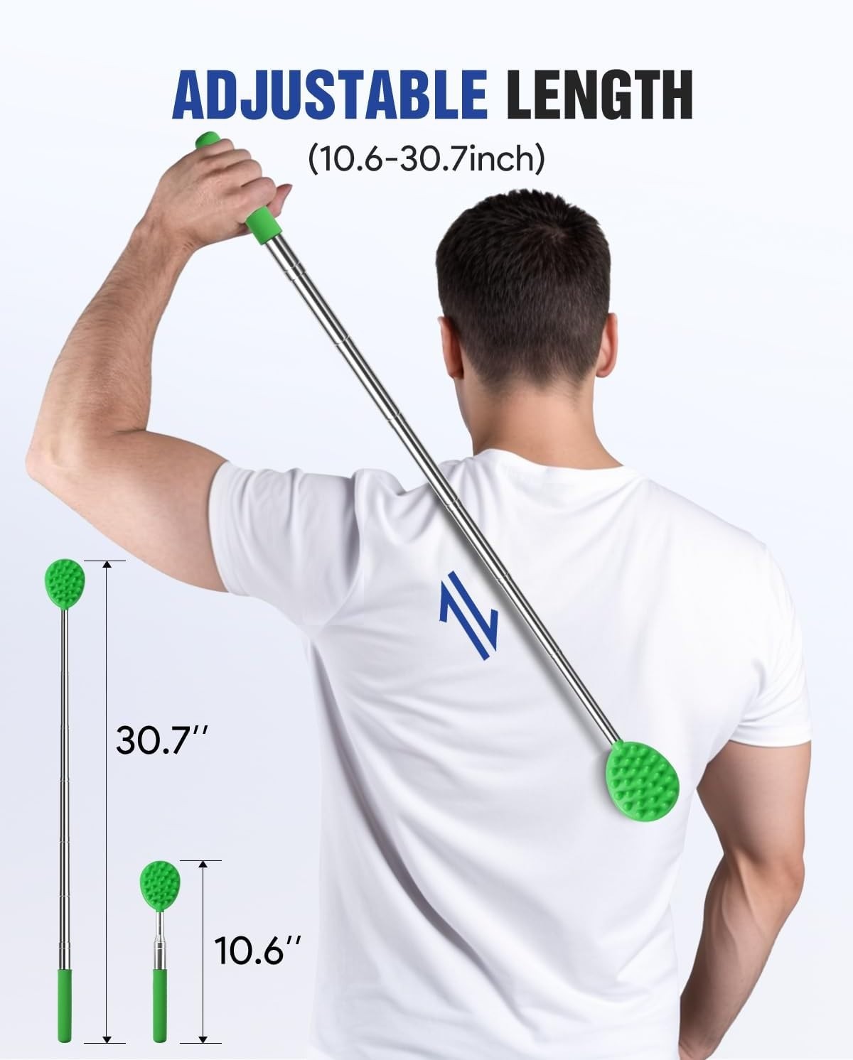 Telescoping Back Scratcher with 5Pcs Detachable Heads, Extendable Back Massag…