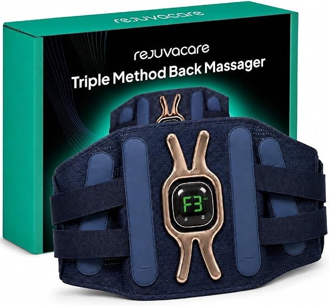 Rejuvacare Triple Method Back Massager with Heat Infrared Vibration Lumbar Arch