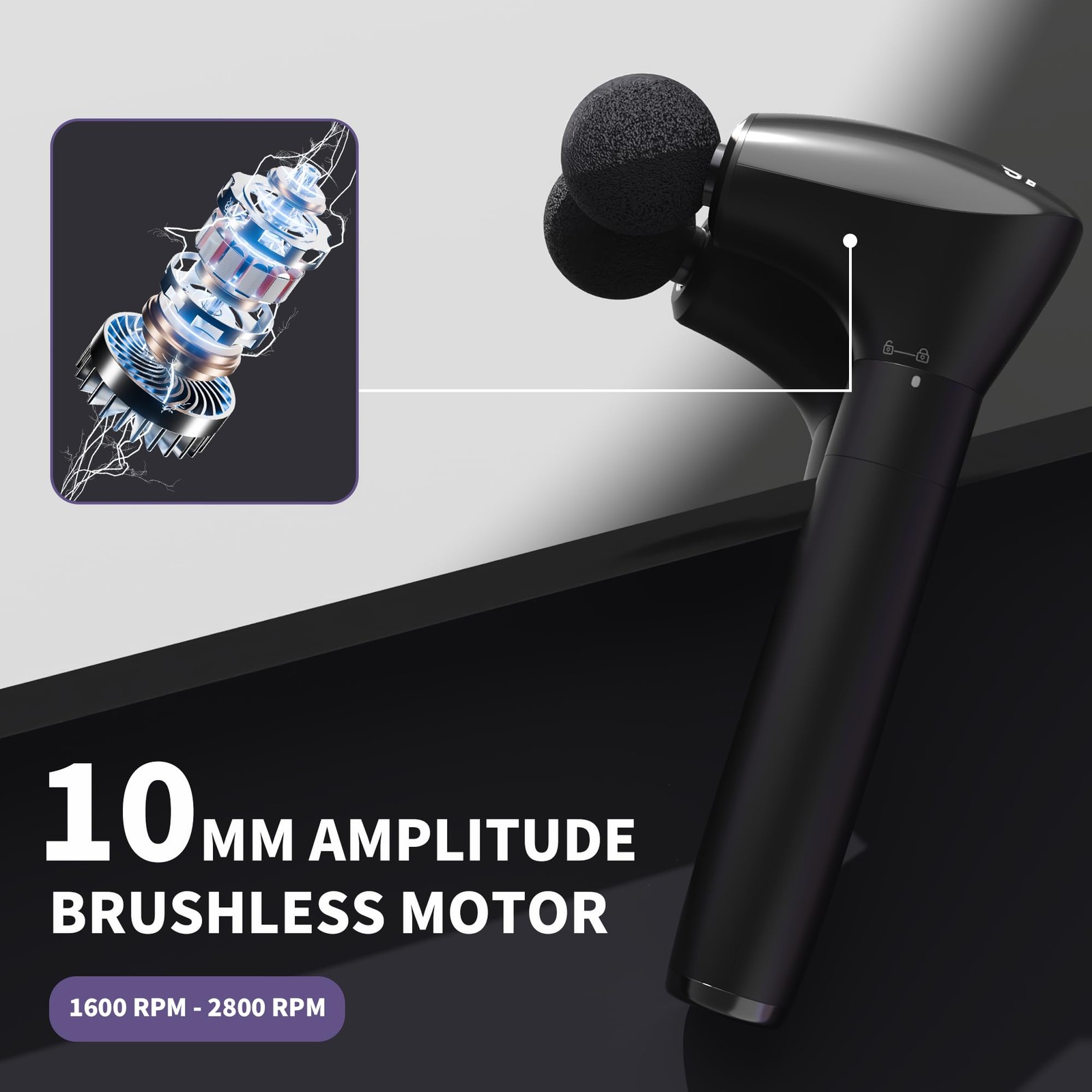 CAREKING 2-in-1 Detachable Muscle Massage Gun Deep Tissue with 20» Black
