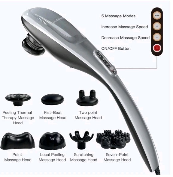 Handheld Back Massager Deep Tissue Percussion Relief for Full Body