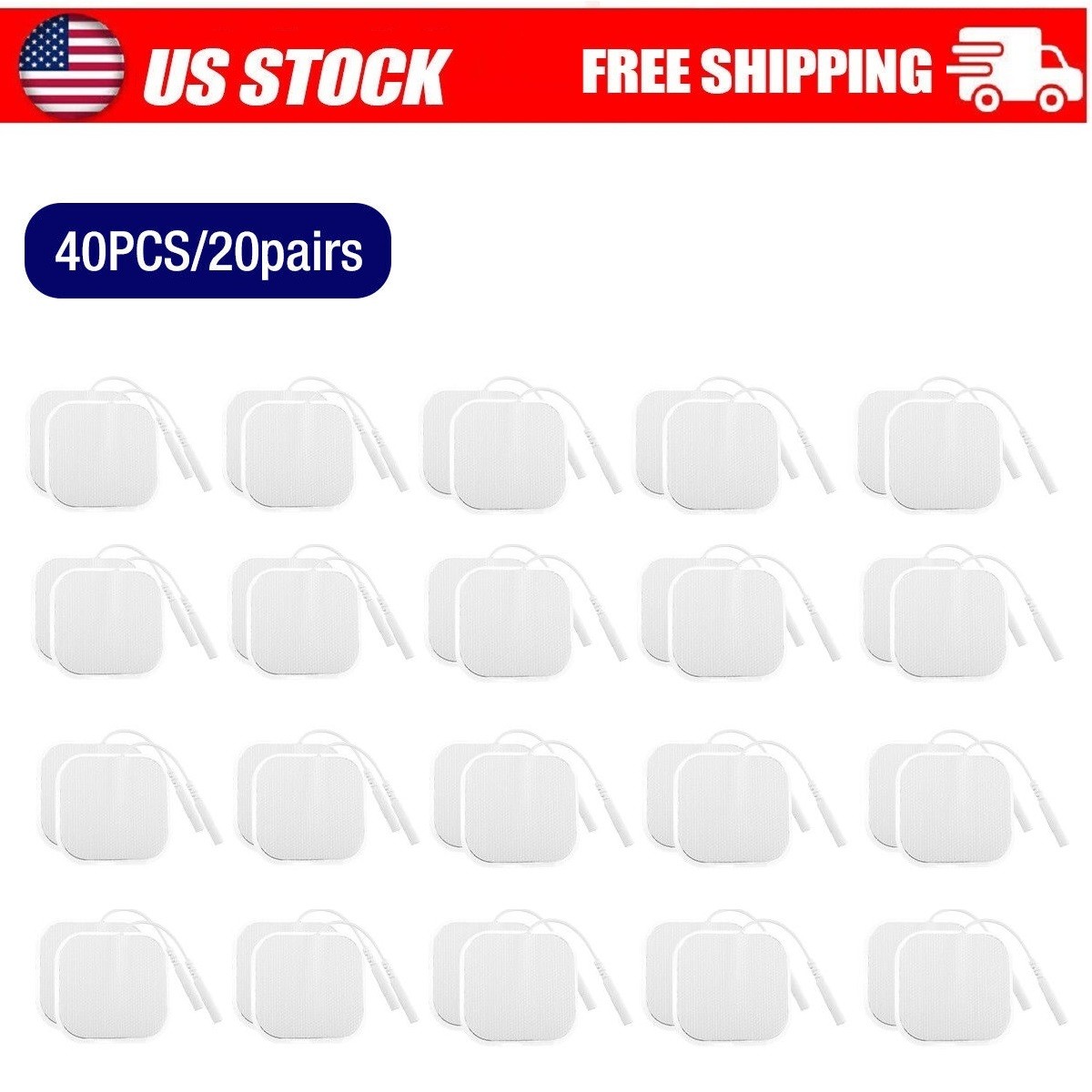 USA Stock! 40pcs Replacement Electrode Pads 2x2inch For Massagers Pain Relief US