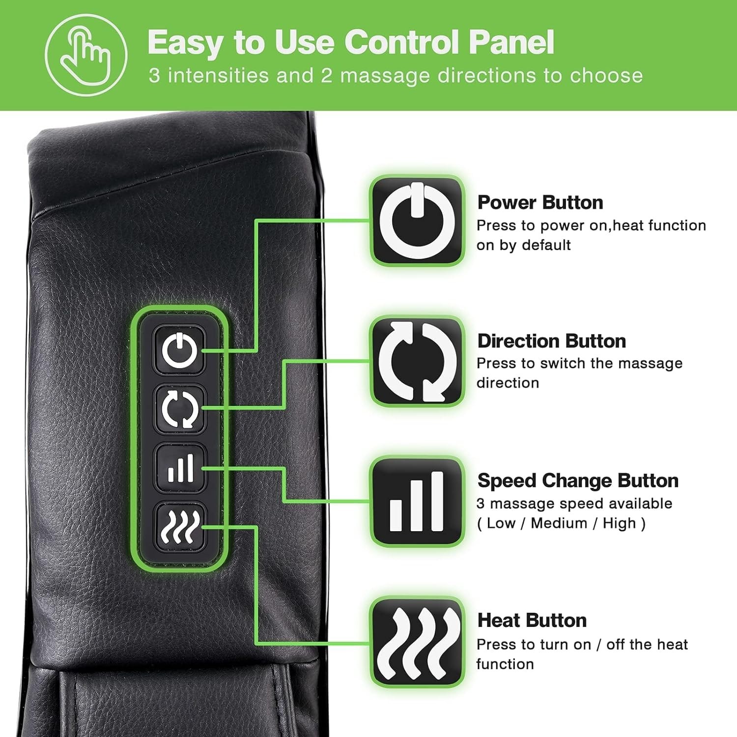 Shiatsu Neck & Back Massager with Heat – Electric Deep Tissue Pain Relief Pillow