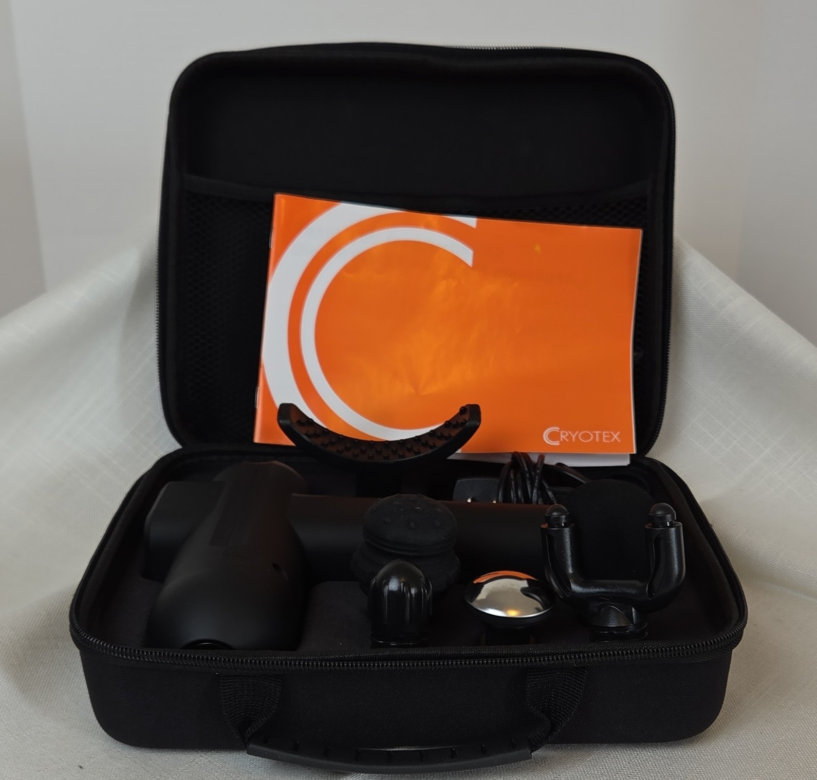 CRYOTEX Percussion Handheld Massage Gun w/ 5 Heads & Carry Case, Black