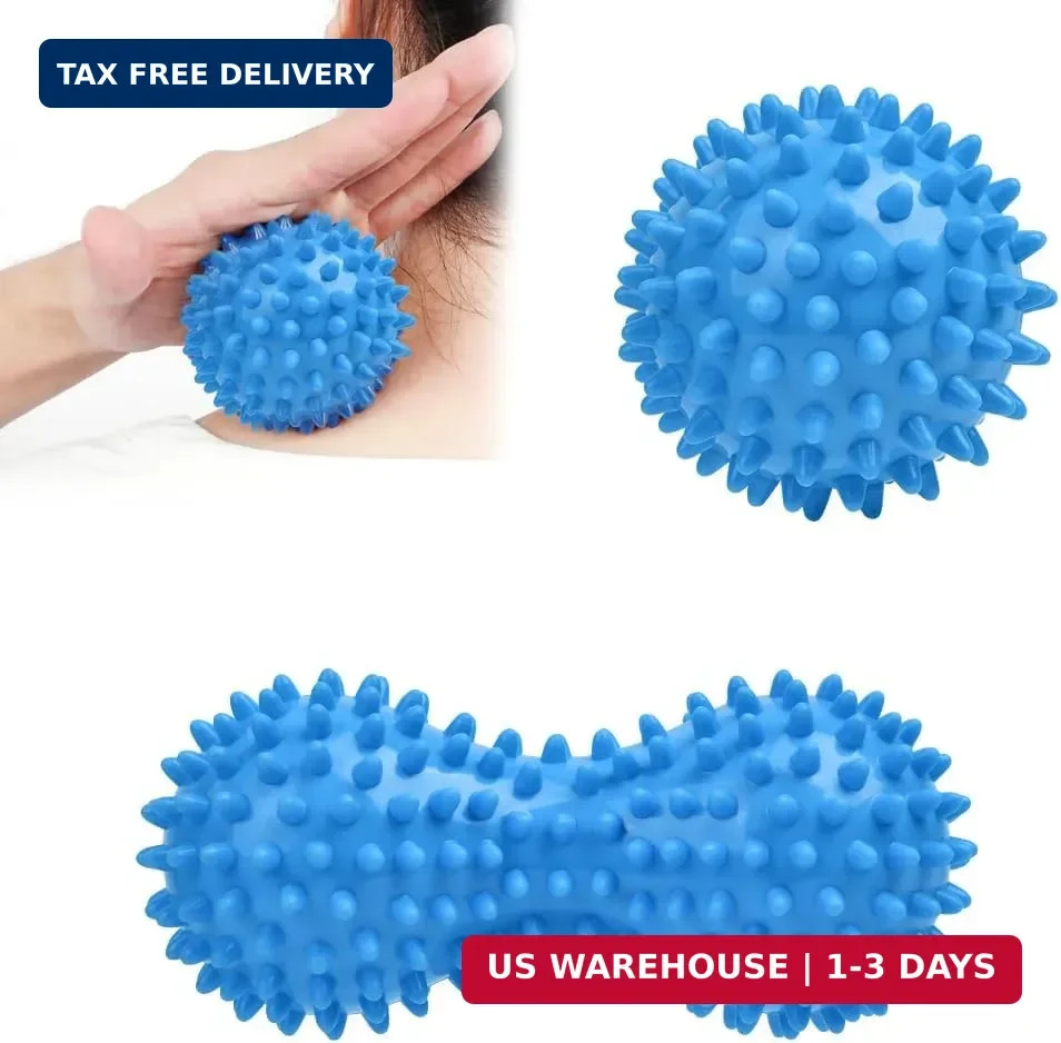 URAQT Spiky Massage Ball Set, 2 Pack Physical Therapy Massage Balls, Hard Lacros