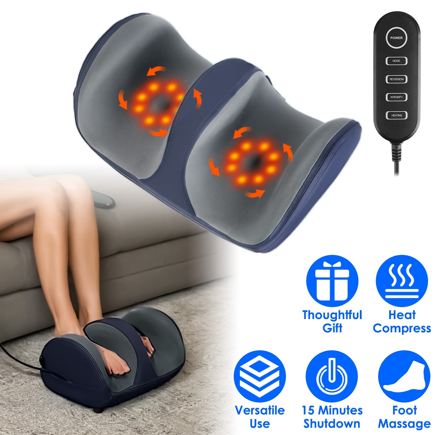Shiatsu Foot Heated Massager Foot Calf Thigh Arm Massager Xmas Gifts