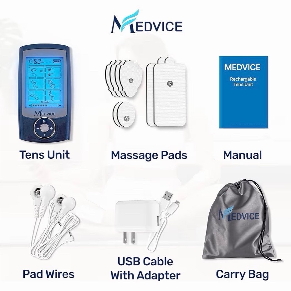 MEDVICE Rechargeable Tens Unit Muscle Natural Pain Relief, 2nd Gen 16 Modes