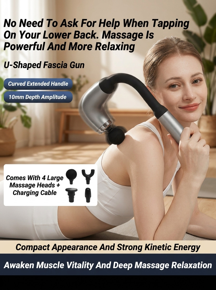 U-Shaped Deep Tissue Massage Gun Percussion Muscle Massager for Back & Neck
