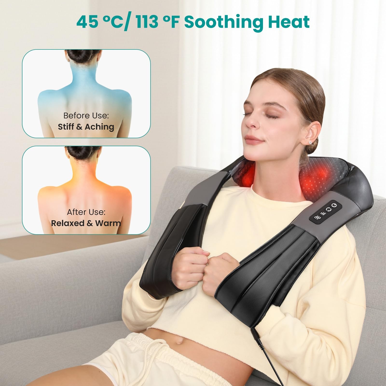 Shiatsu Neck Massager with Heat for Pain Relief Deep Tissue, 2026 Upgraded 3D…
