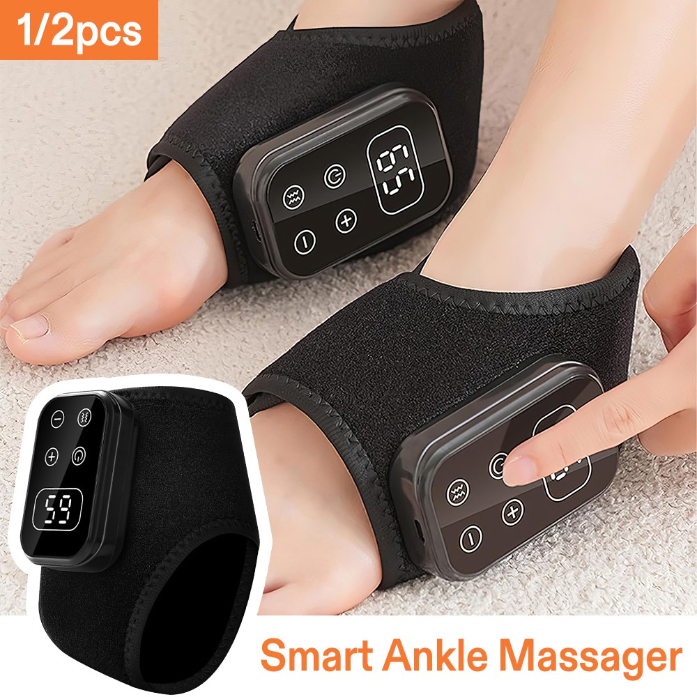 Ankle Massager with Heat, USB Rechargeable Heated Brace Wrap Warmer 5 Heat Level