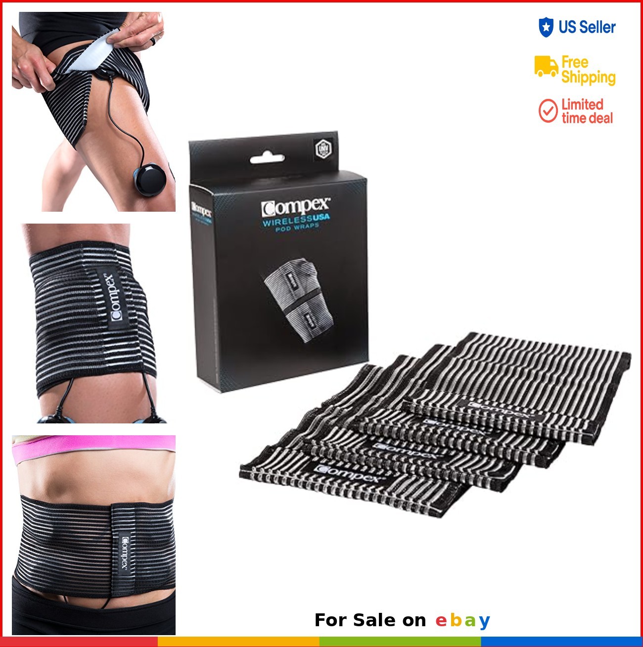 Muscle Stimulator Electrode Wraps for Quads Hamstrings Abs Back Biceps Triceps