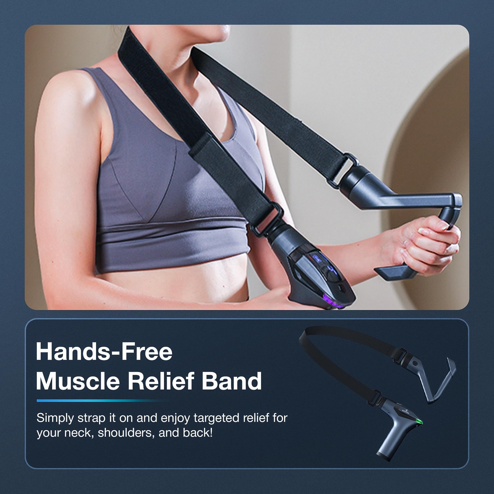3-in-1 Massage Extended Handle & Belt with 12 Speed Levels & 4 Replaceable He…